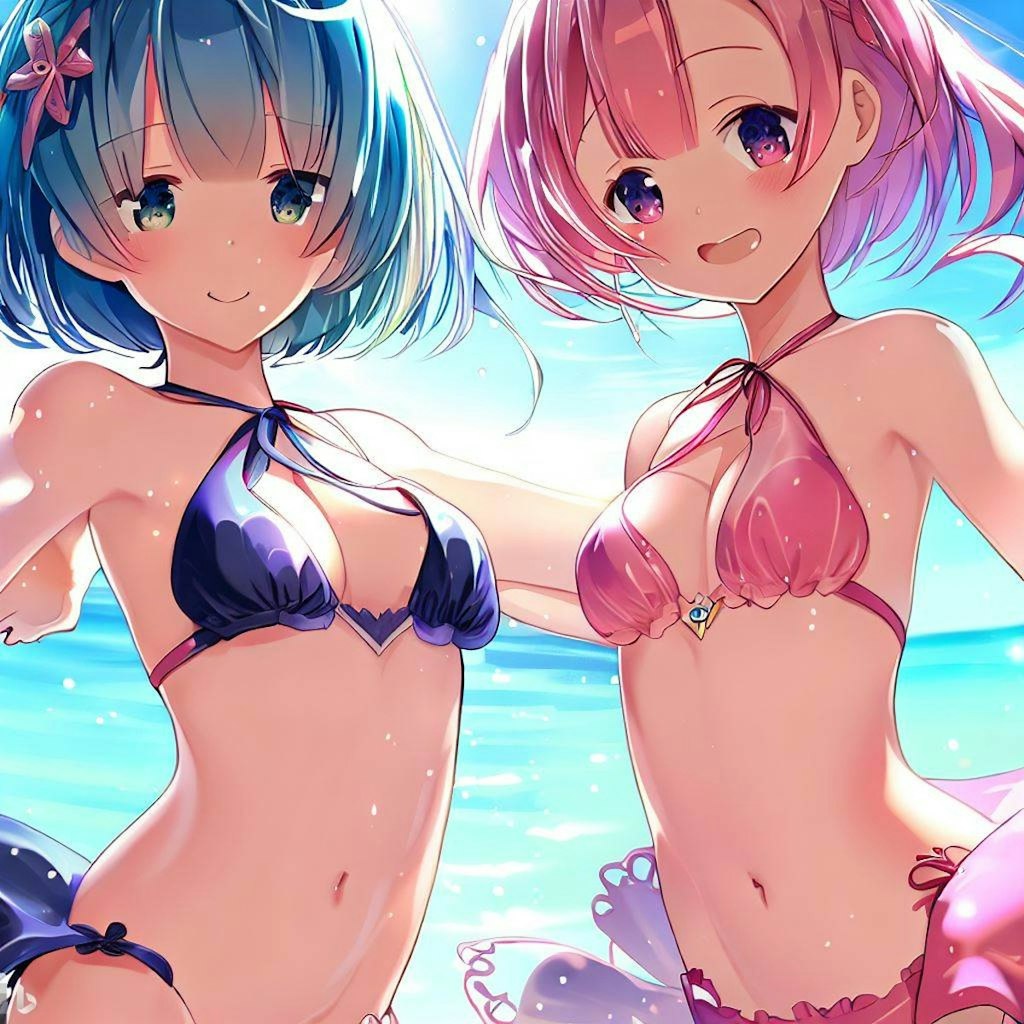 海で遊ぶレム＆ラム（その4）