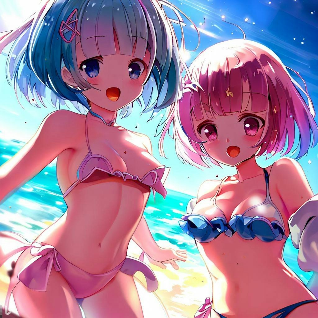 海で遊ぶレム＆ラム（その4）