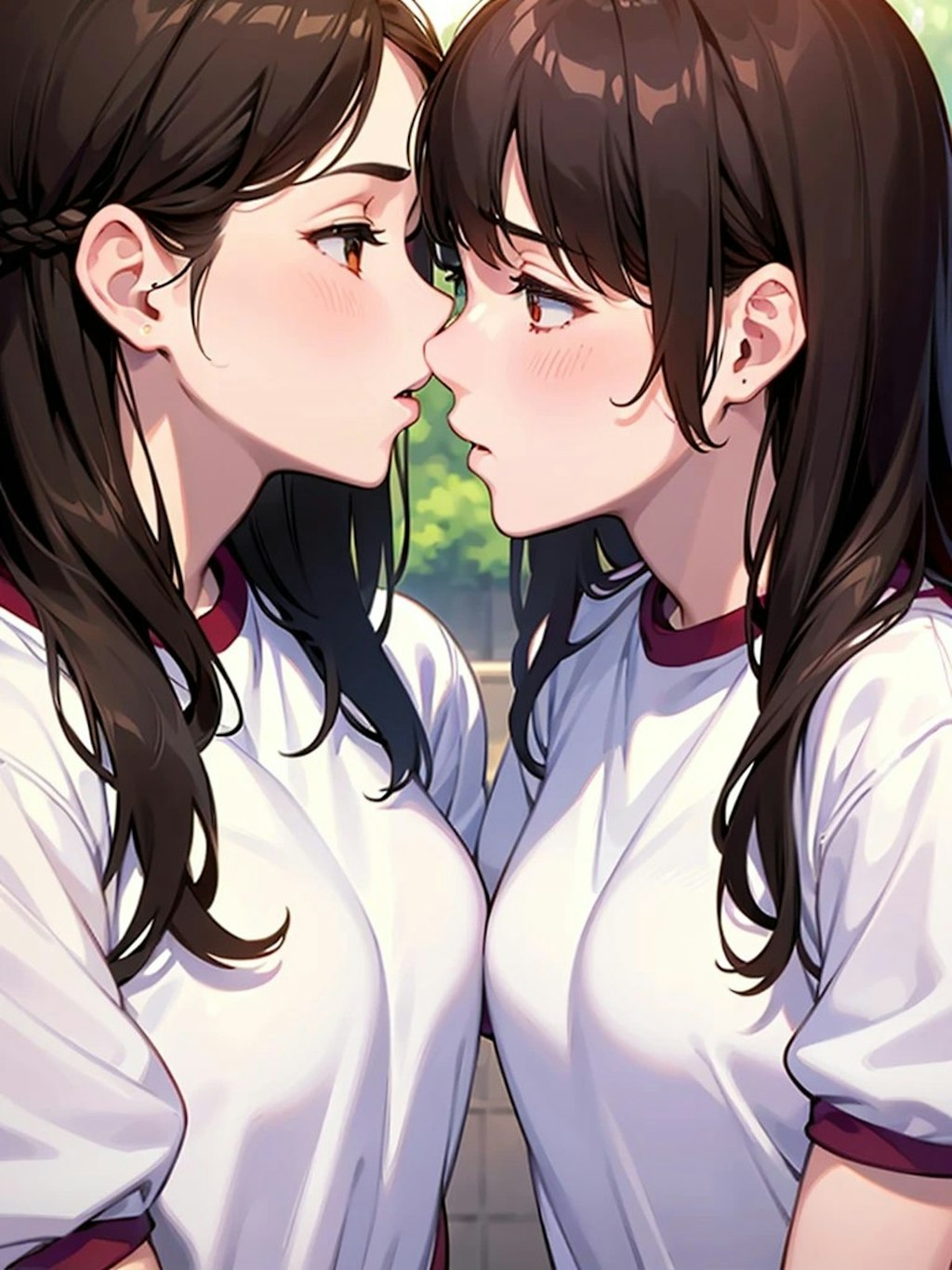 百合キス体操服女子高生