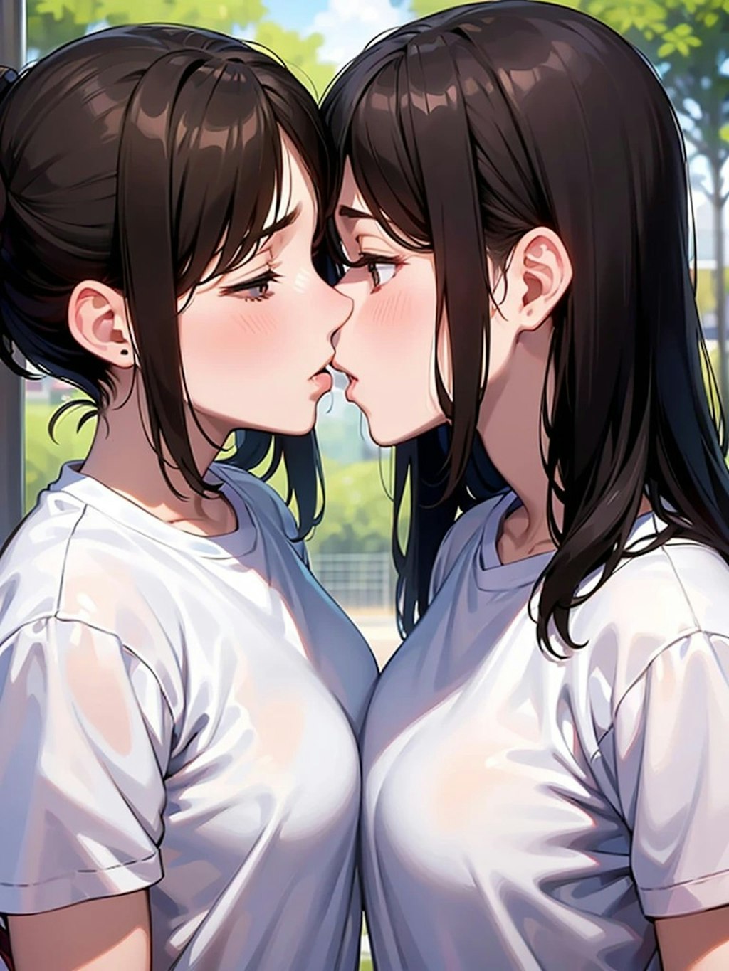 百合キス体操服女子高生