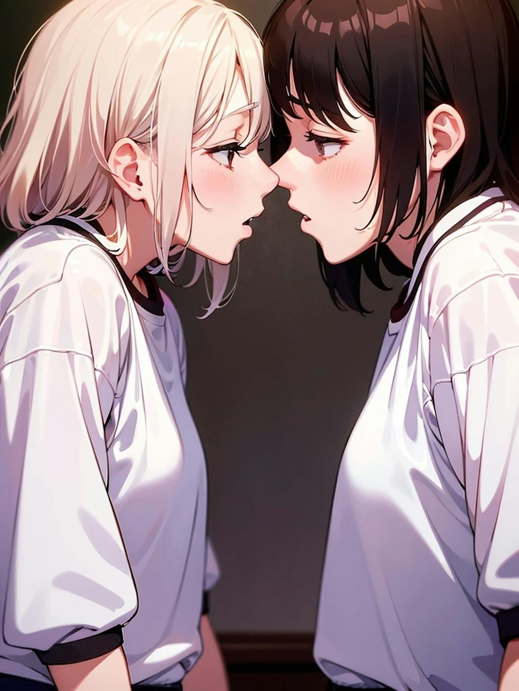 百合キス体操服女子高生