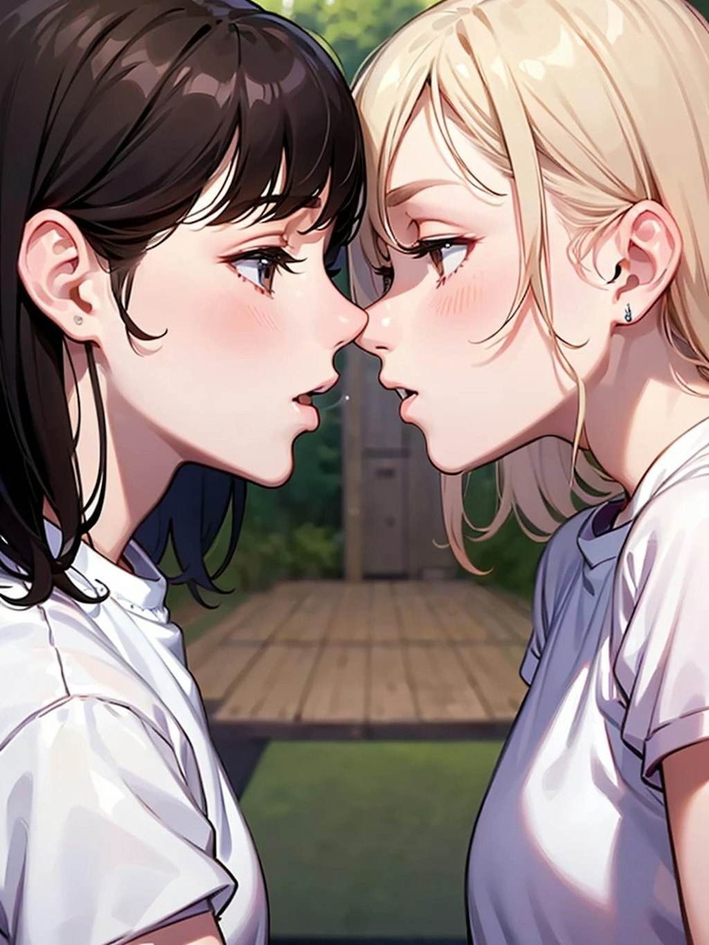 百合キス体操服女子高生