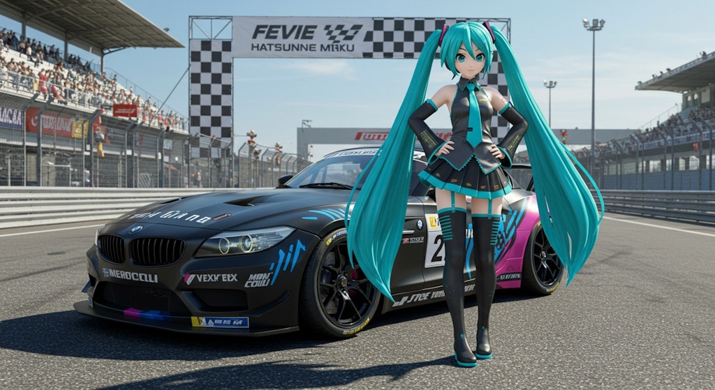 初音ミクとBMWZ4レーシングカー