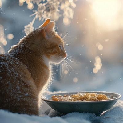 雪とラーメンと猫