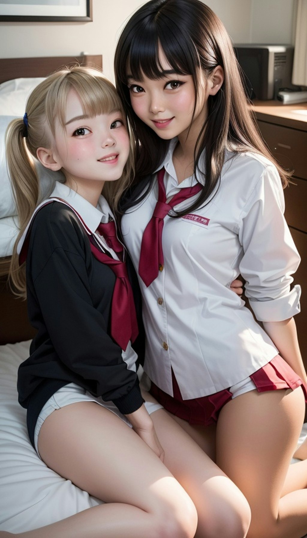 学生服女の子のハグ