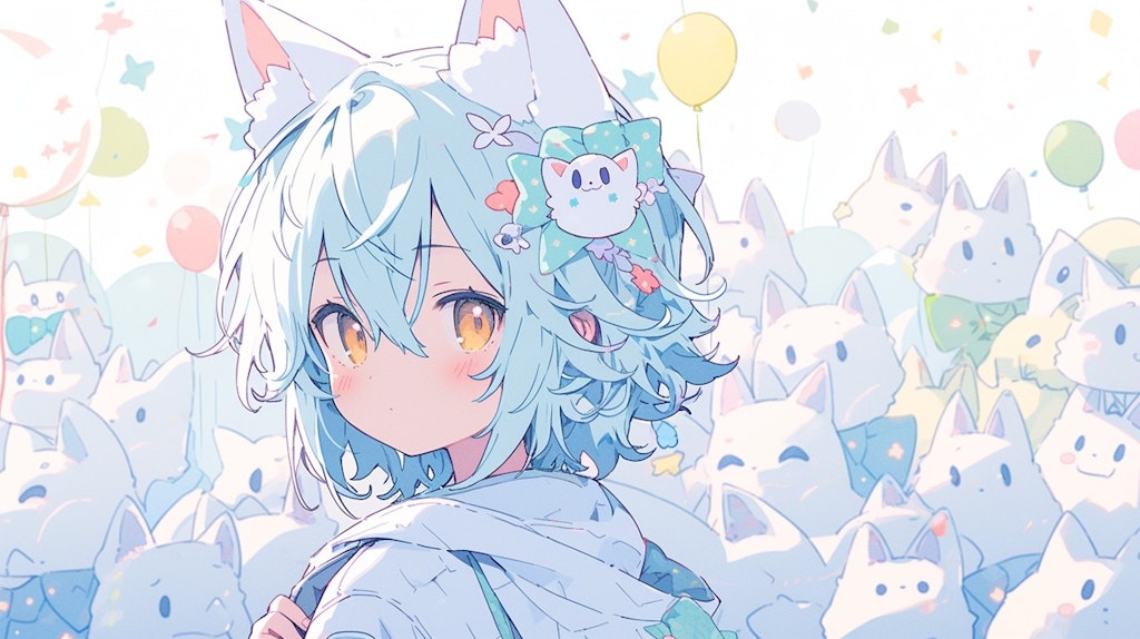 キツネ日和と、空色リボン