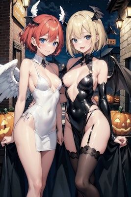 天使と悪魔コスプレ