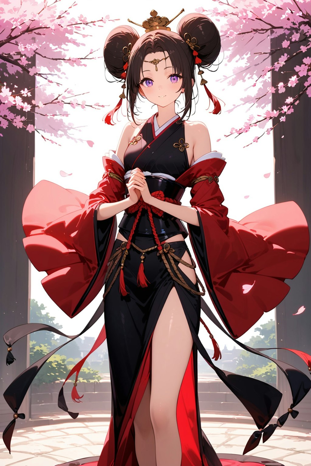 桜と美女