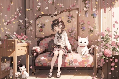 猫と猫耳少女(kawaii) : 2023.08.20