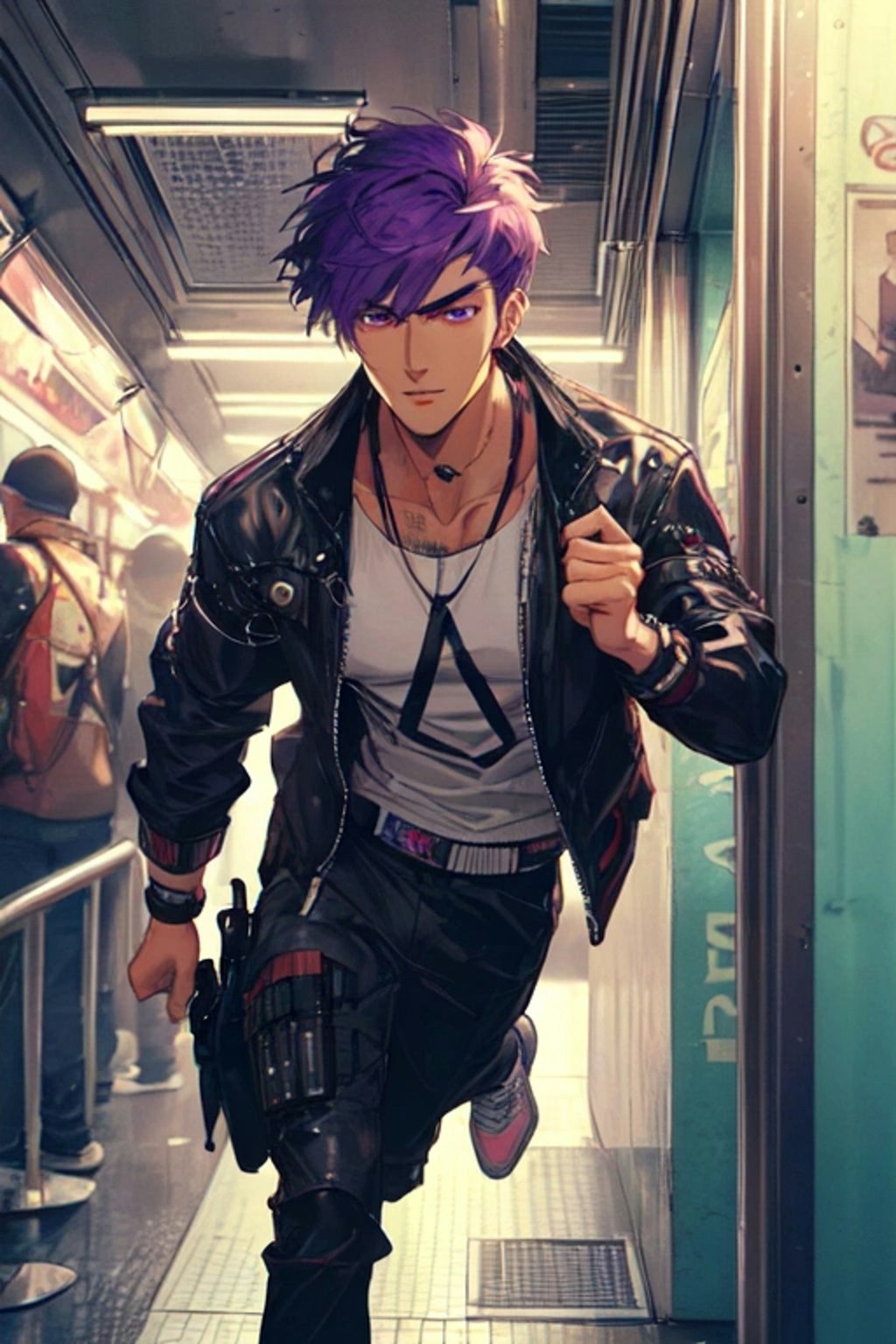 地下鉄と黒髪＆紫短髪男性★その3(12枚)