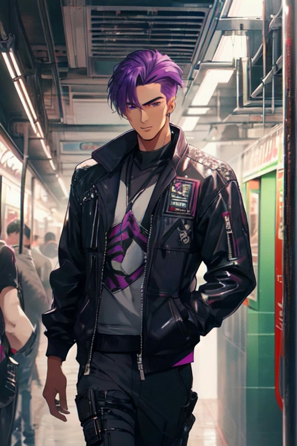 地下鉄と黒髪＆紫短髪男性★その3(12枚)