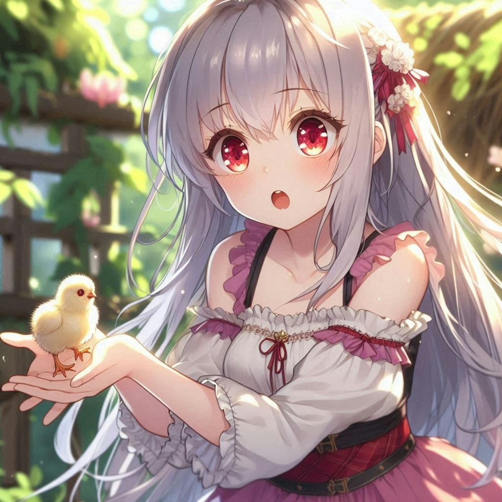 アイちゃんとひよこ