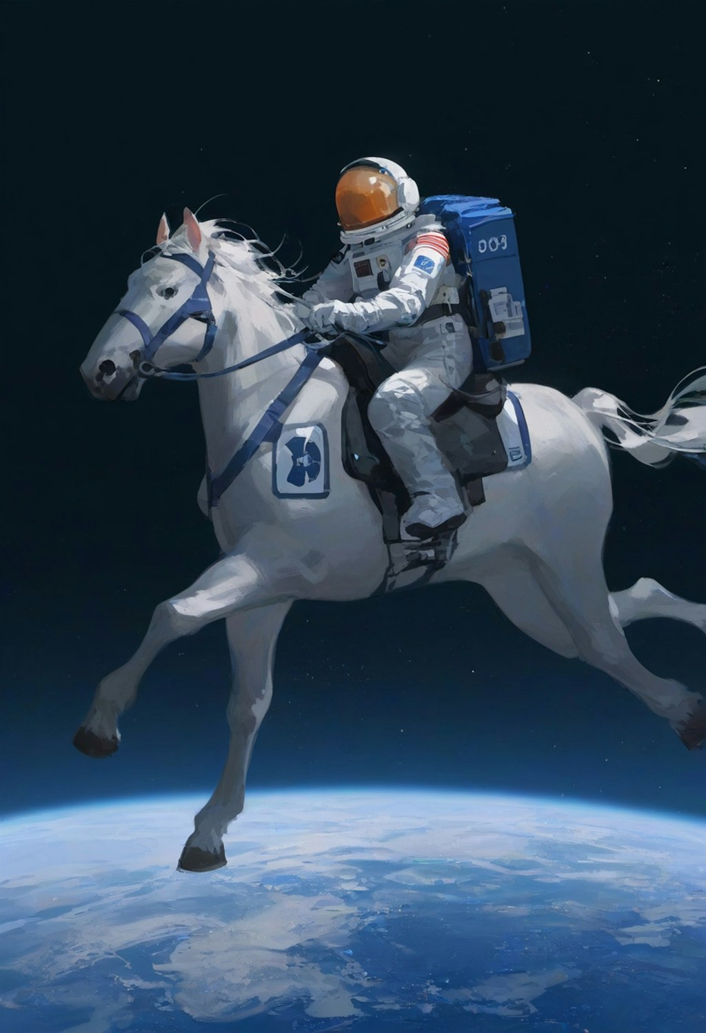 宇宙を旅する馬