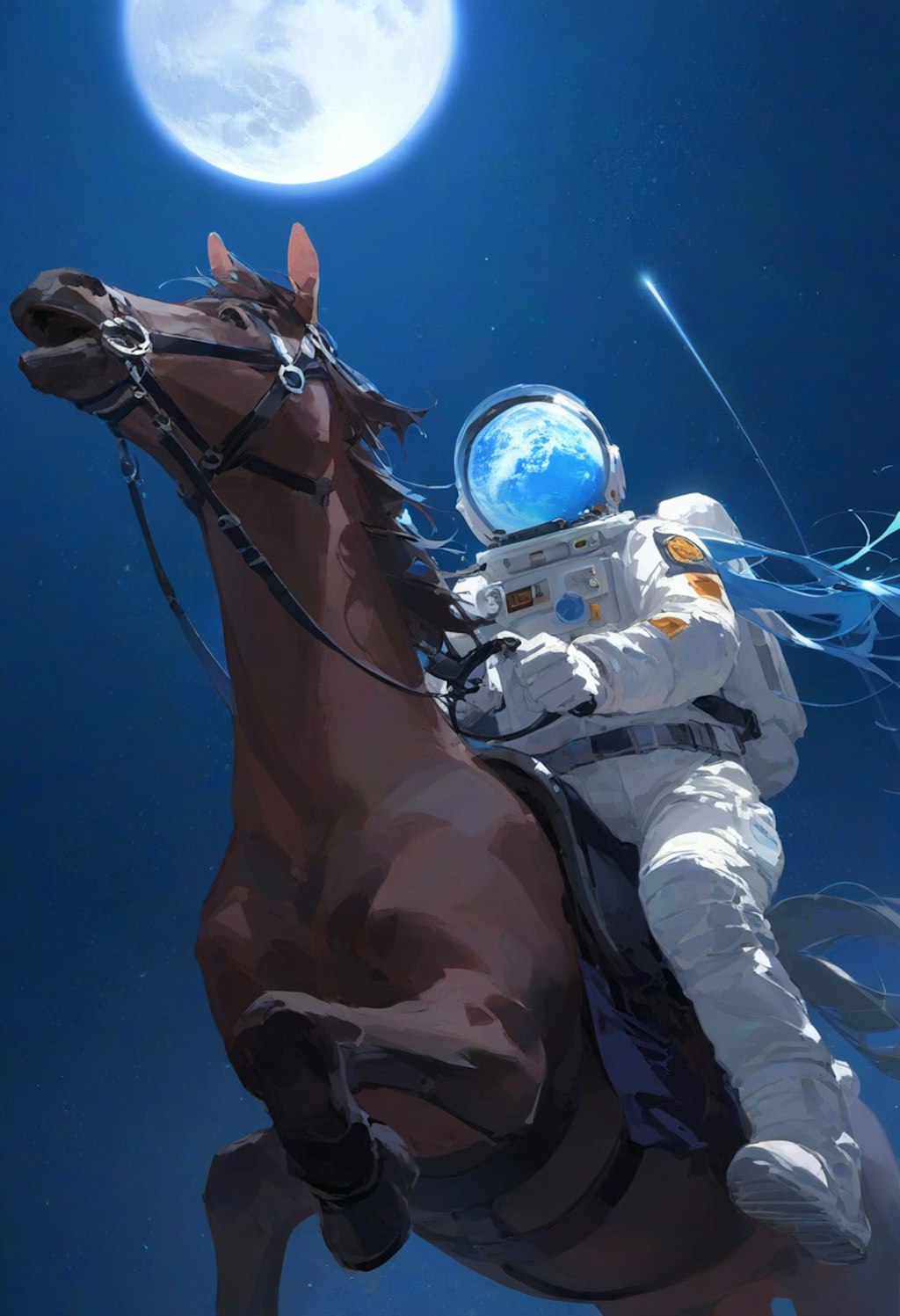 宇宙を旅する馬