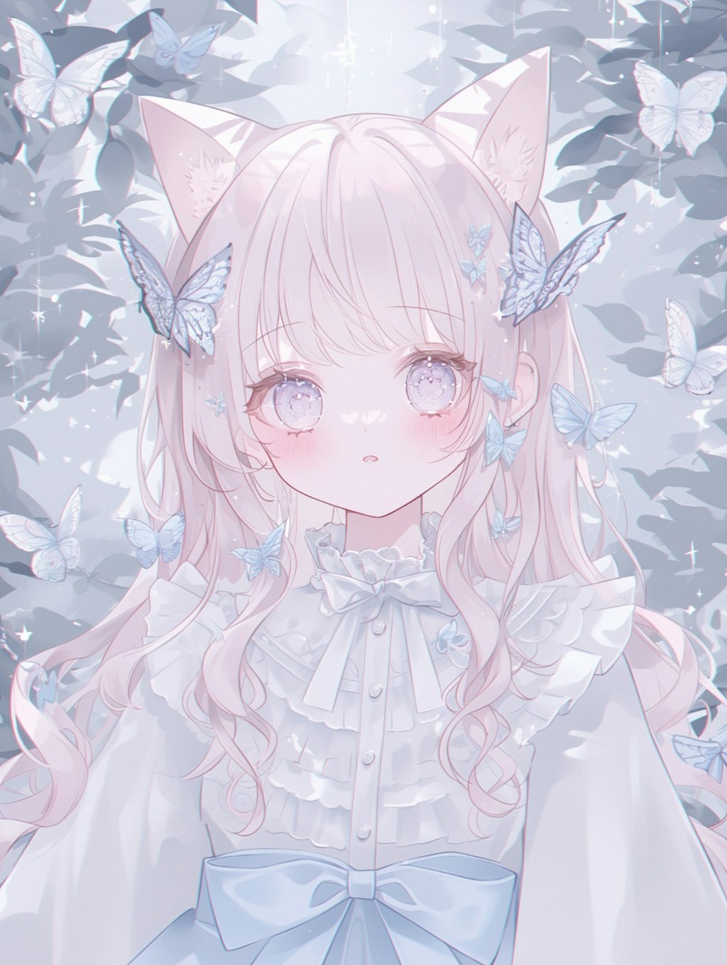 蝶と月光に包まれた猫耳少女/“Enveloped in Butterflies and Moonlight: The Cat-Eared Girl”