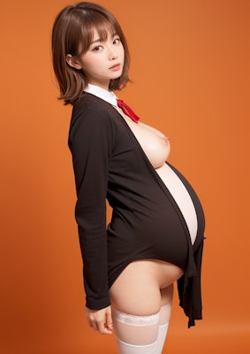 新人マタニティヌード⑤　【10枚】【ぱぁ〜んぱぁん♥】にお腹が張ってるの！母乳もでるよ♥