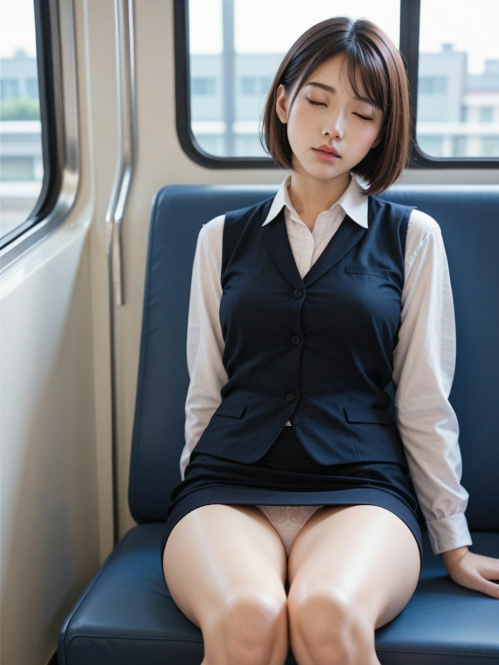 疲れて電車で居眠り