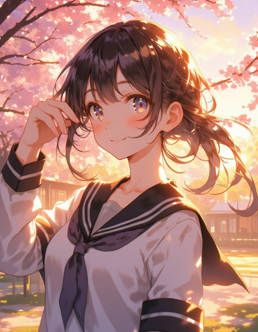 桜舞う学び舎の美少女