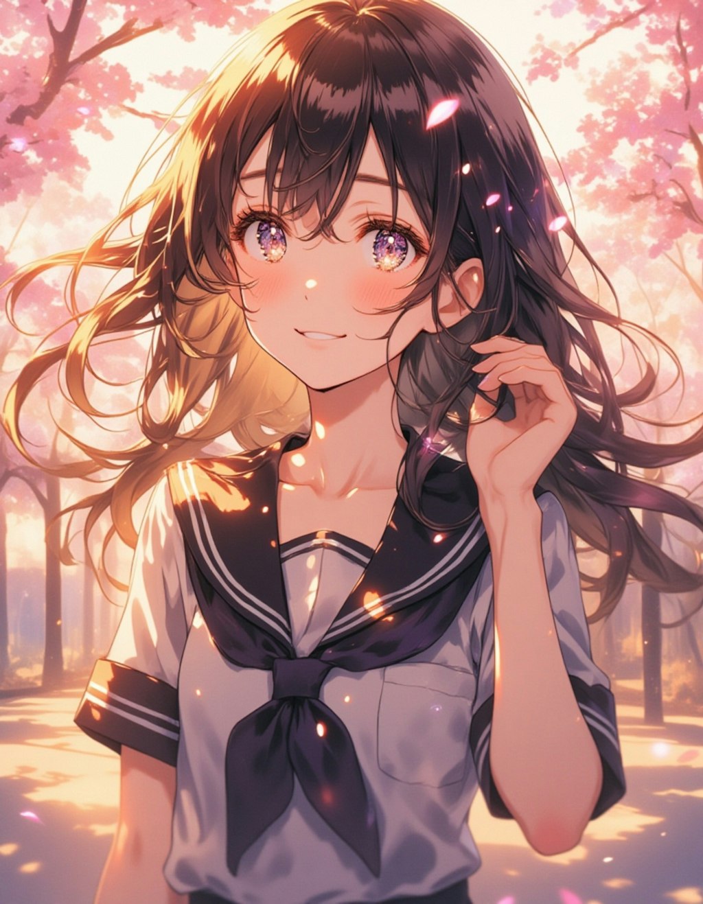 桜舞う学び舎の美少女