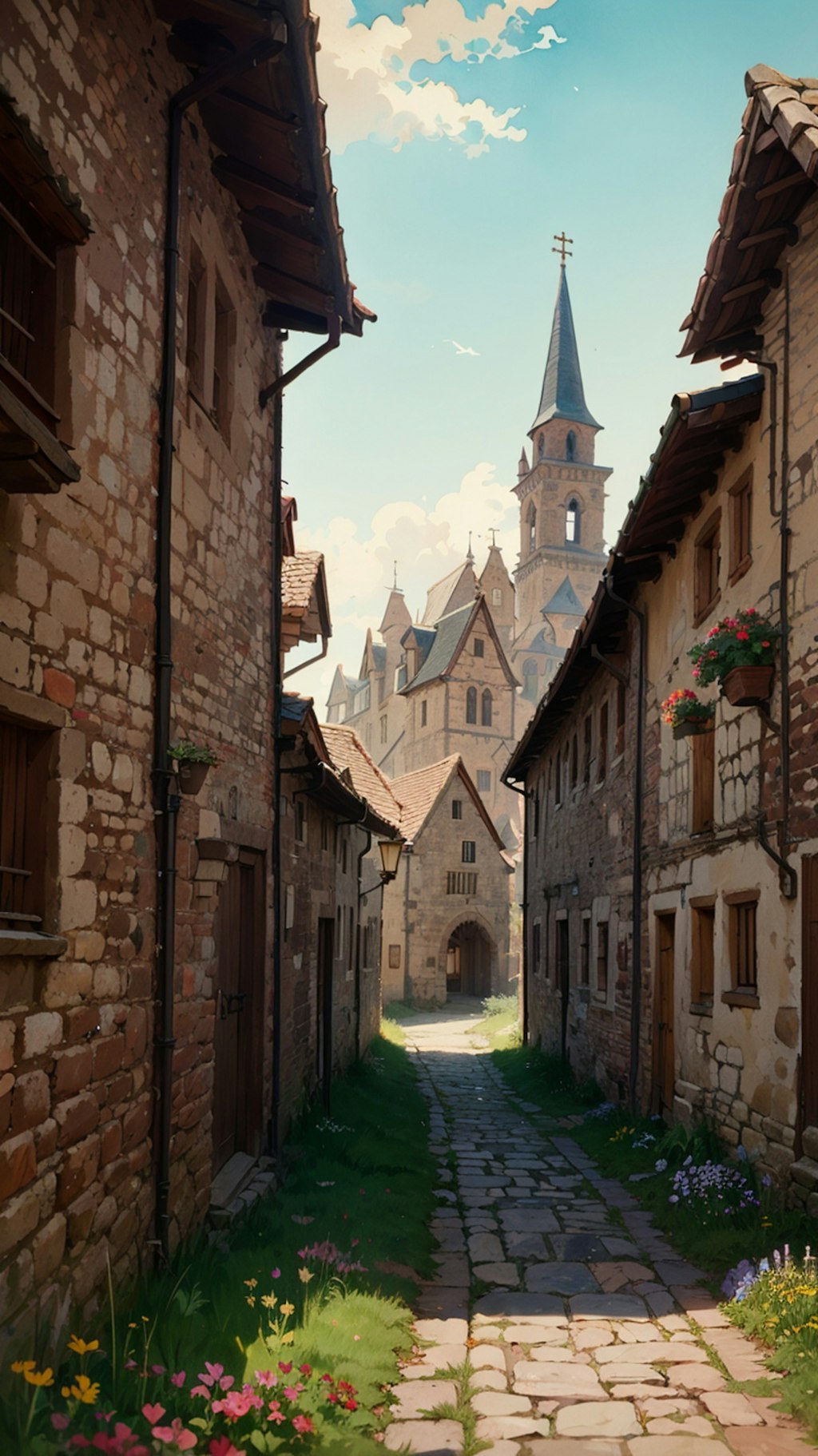 中世の街の路地