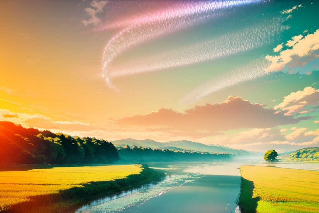 飛行機雲-夢のような色