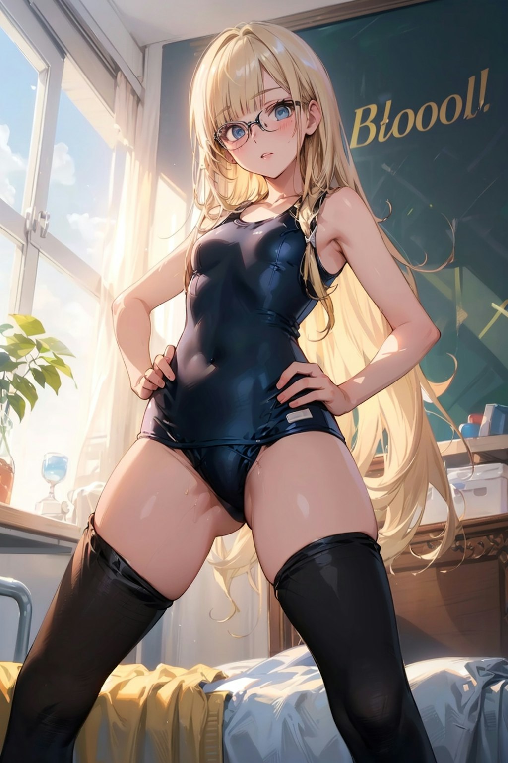 スク水タイツの眼鏡っ娘