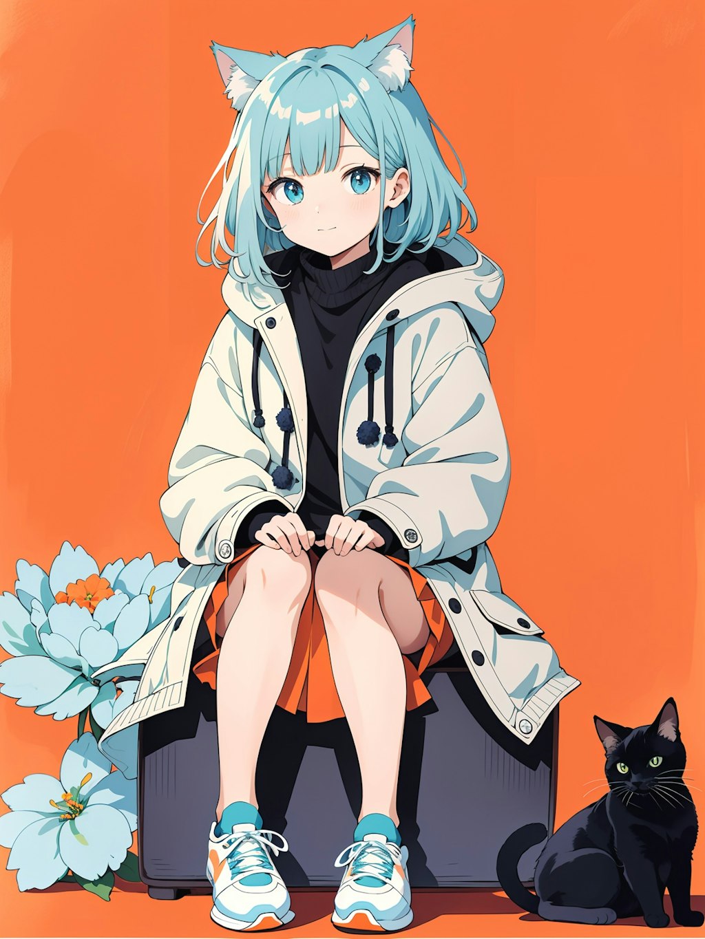 cat and girl