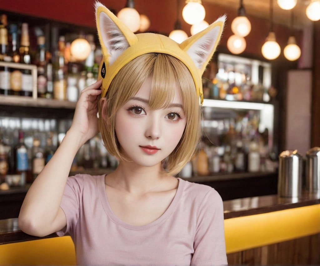BarCatで猫と戯れるユイちゃん
