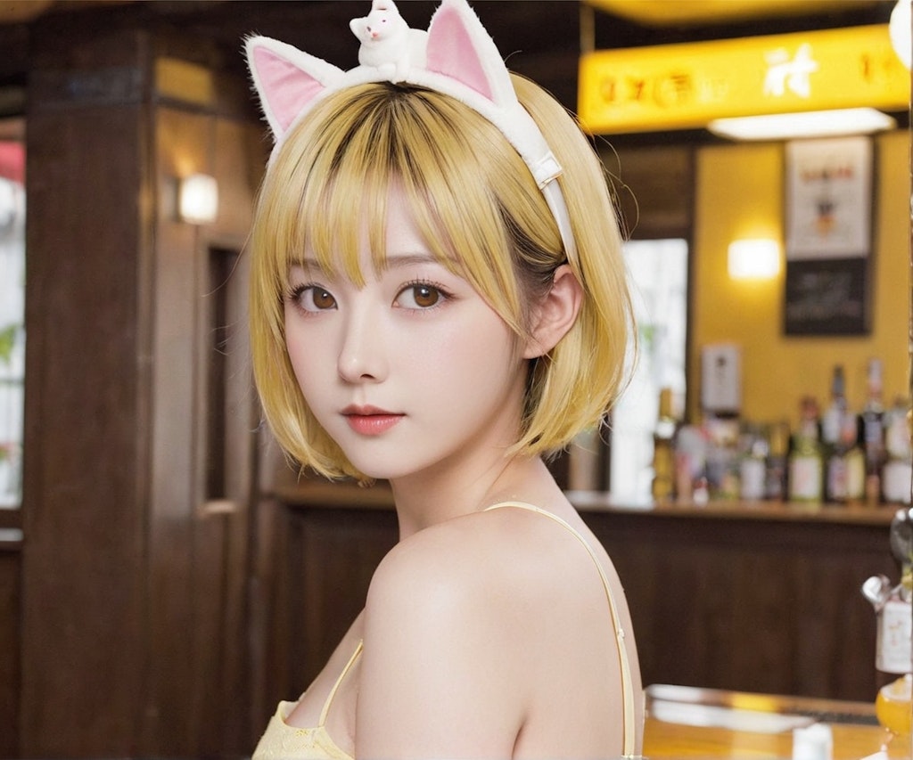 BarCatで猫と戯れるユイちゃん