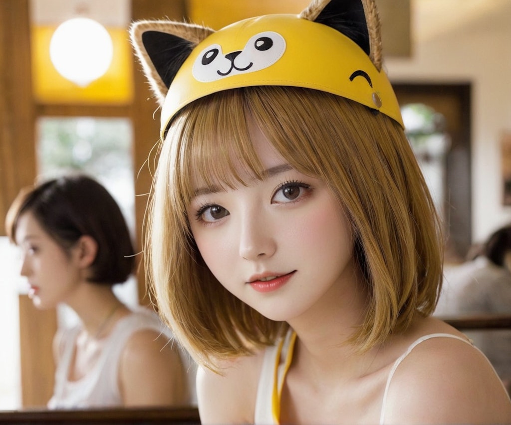 BarCatで猫と戯れるユイちゃん