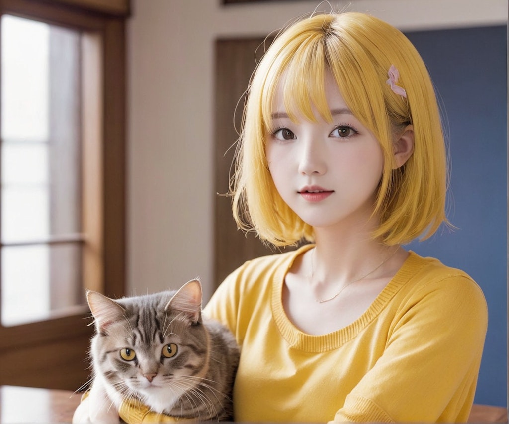 BarCatで猫と戯れるユイちゃん