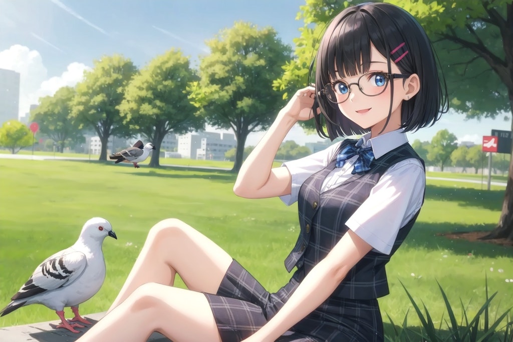 めがねちゃん👓と鳩🕊