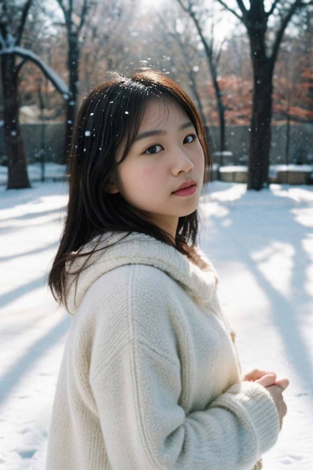 ポートレート：雪の公園