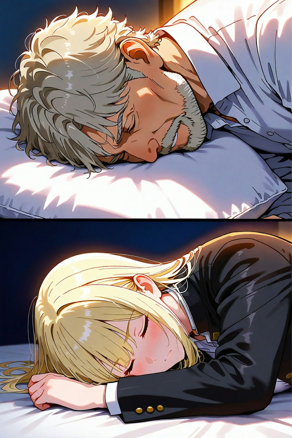 寝る人々