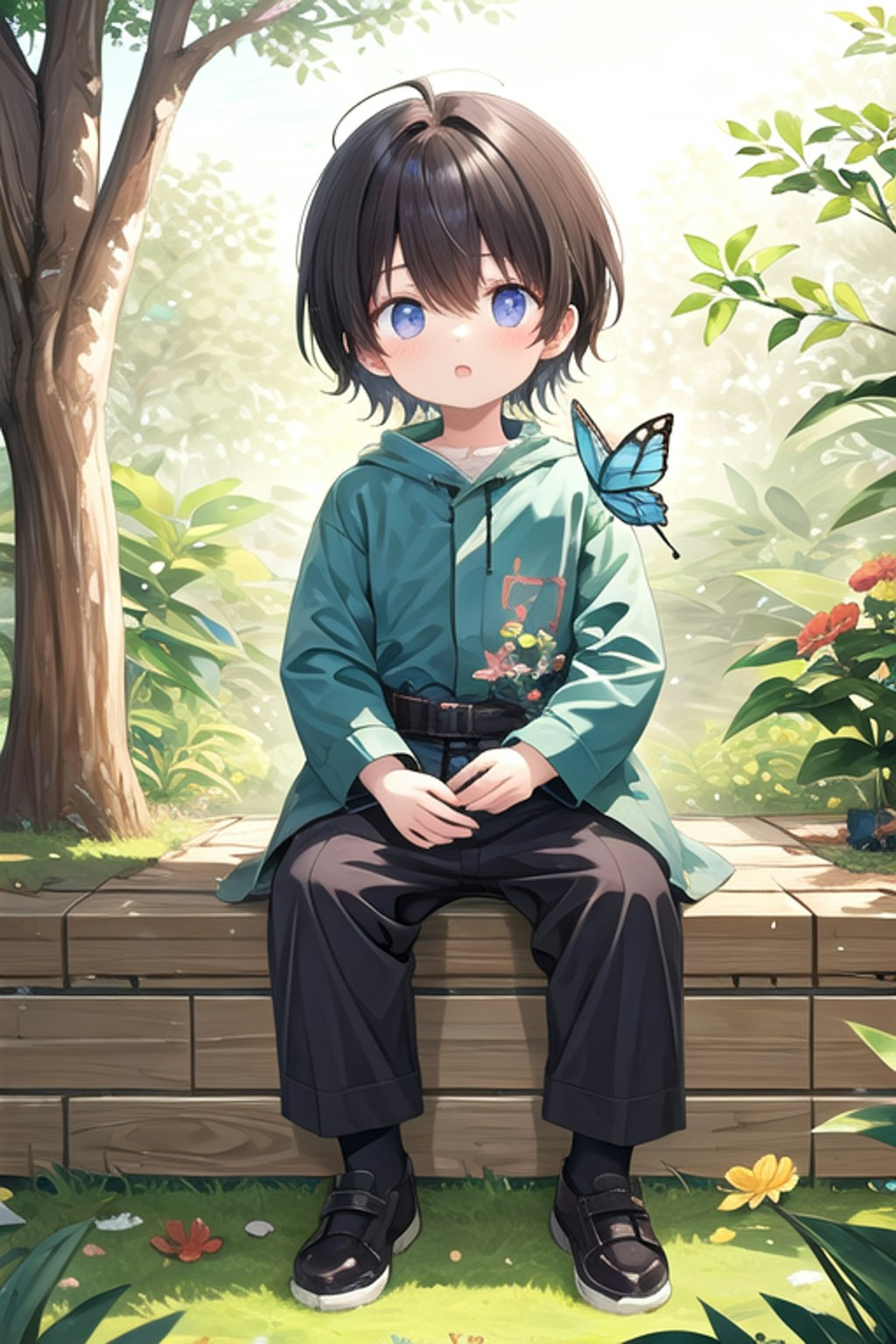 child boy with butterfly