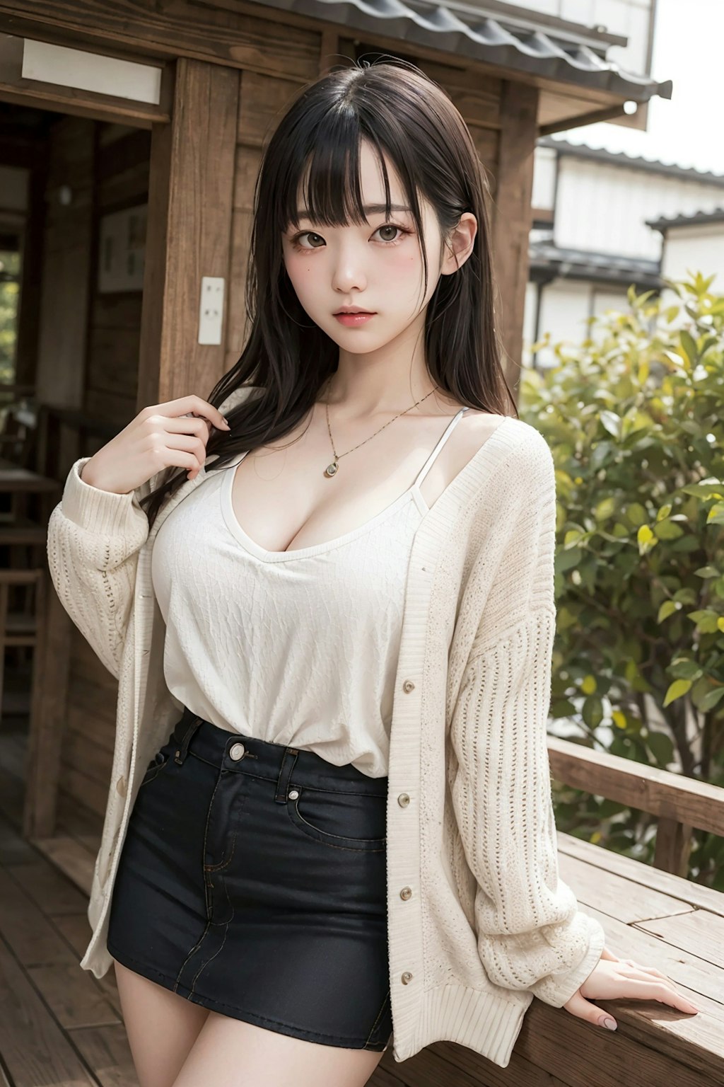 胸元を強調する女子大生のおねえさん　その２