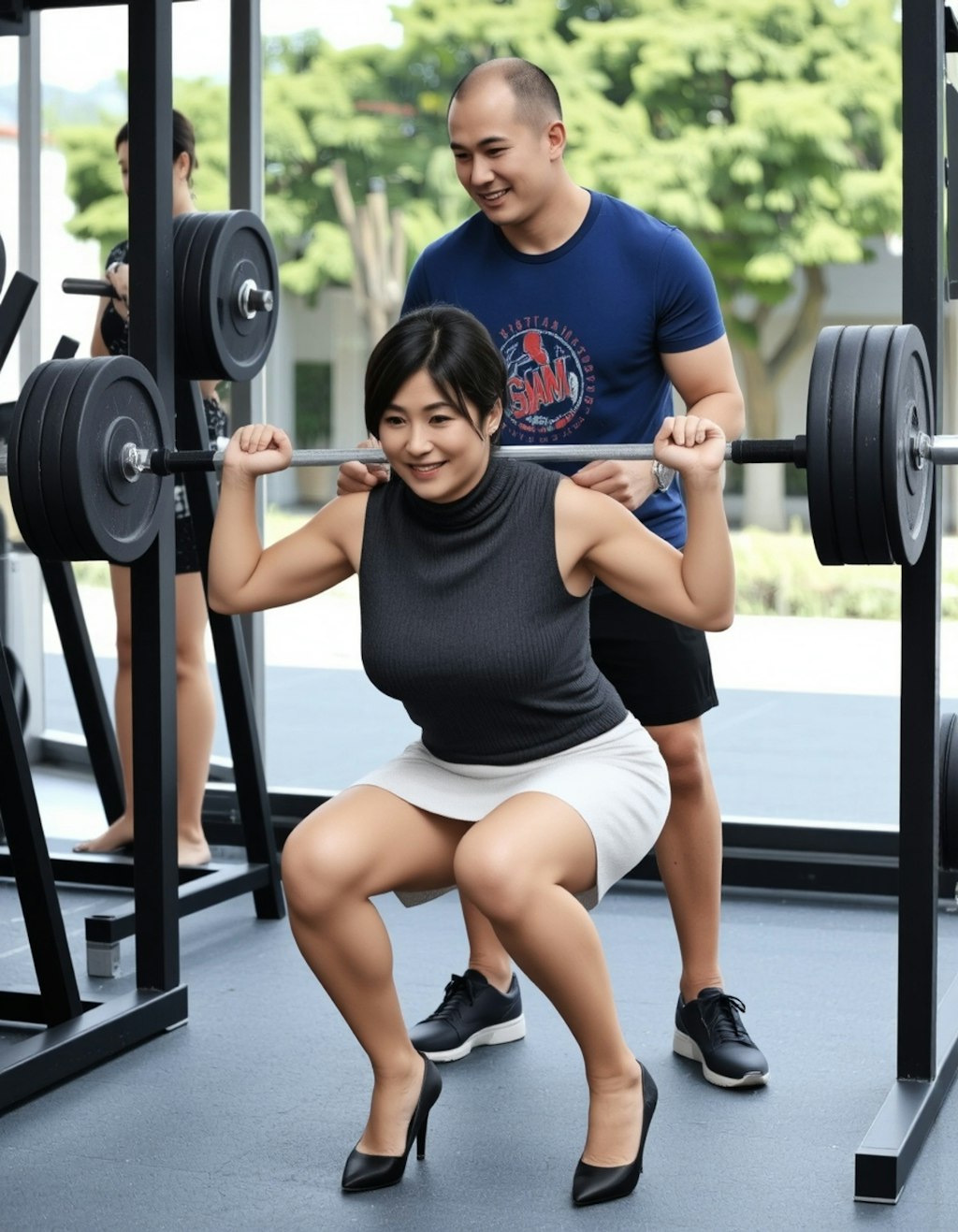 女性大臣とトレーナー