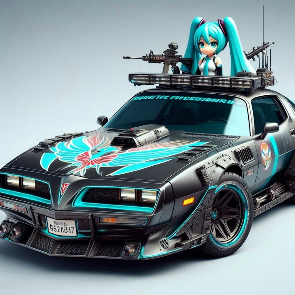 ポンティアックファイヤーバードトランザム軍用車と初音ミク