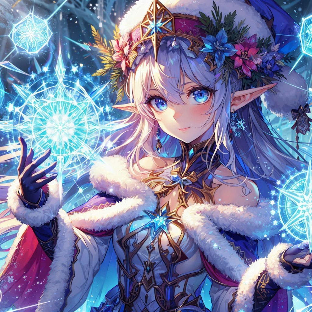 雪の世界の魔女っ娘エルフ