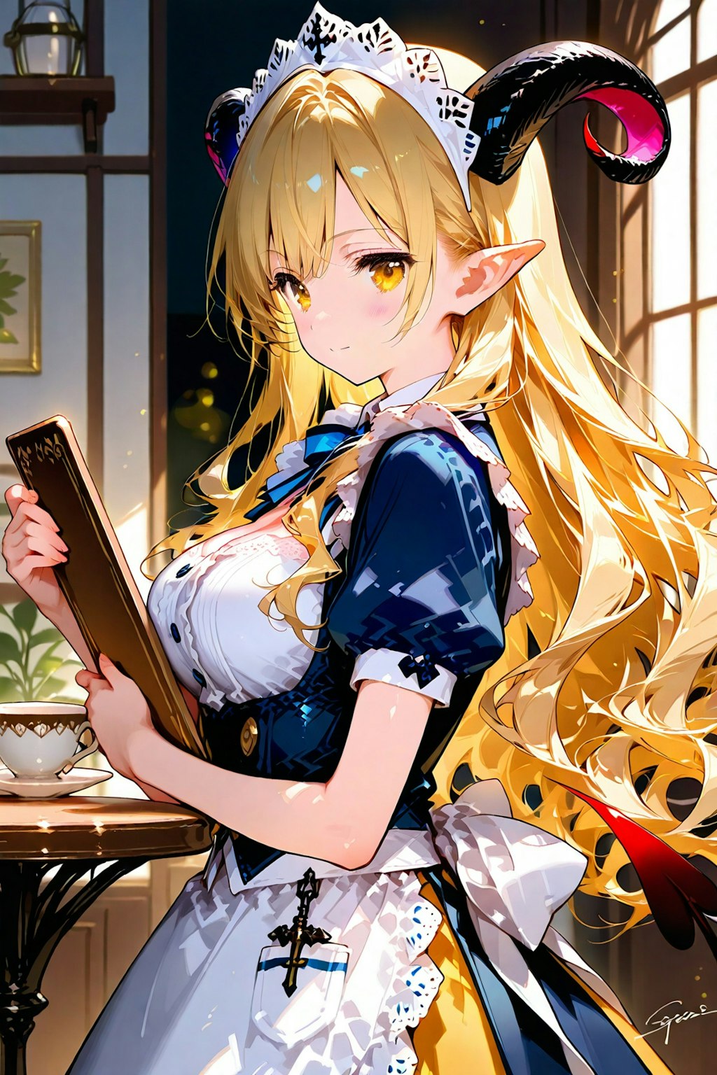 金髪ウエイトレス(ふぅー、ちょっと落ち着いてきたのじゃ)_20250619