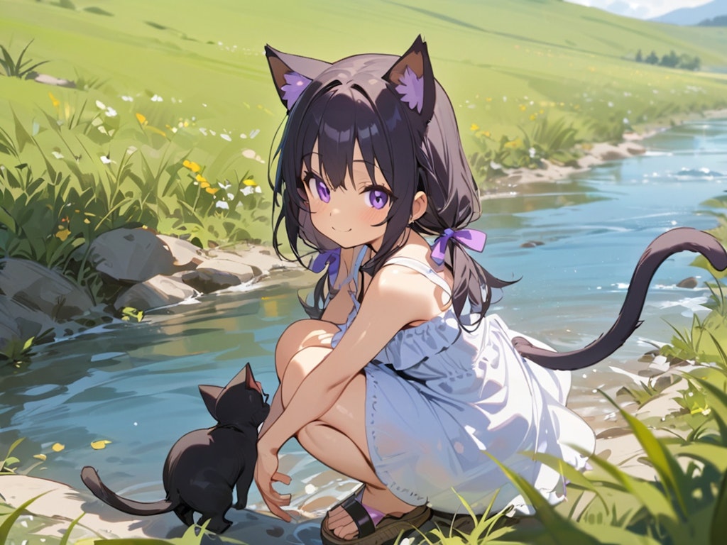 猫娘と黒猫