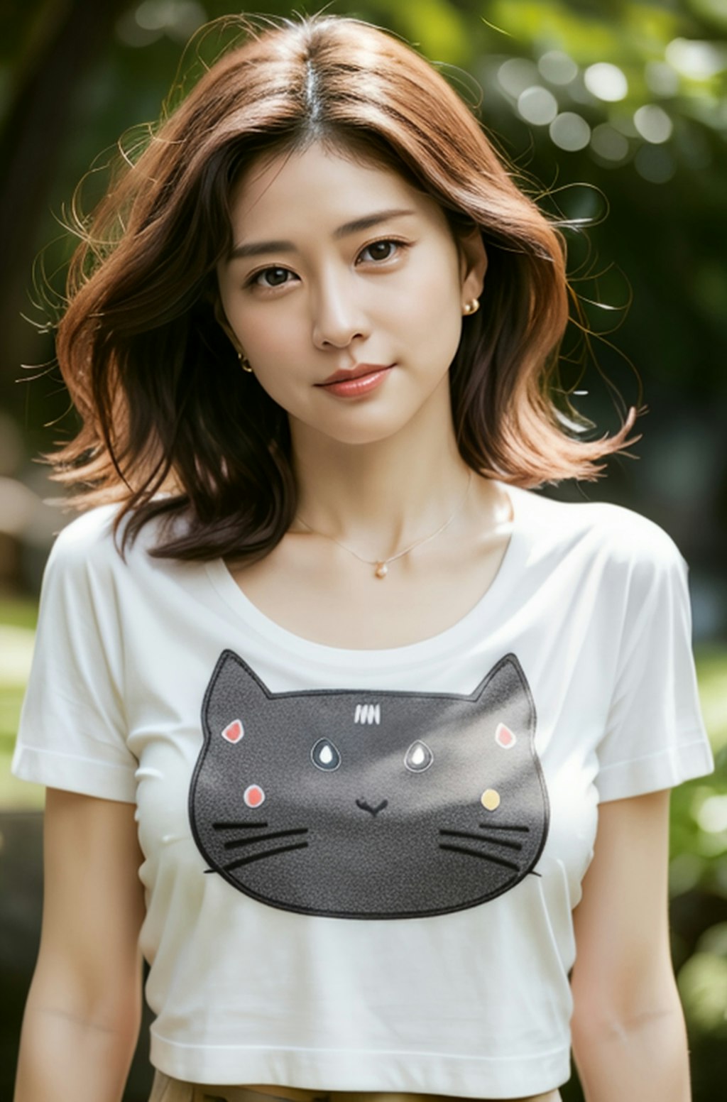 猫プリントTシャツ