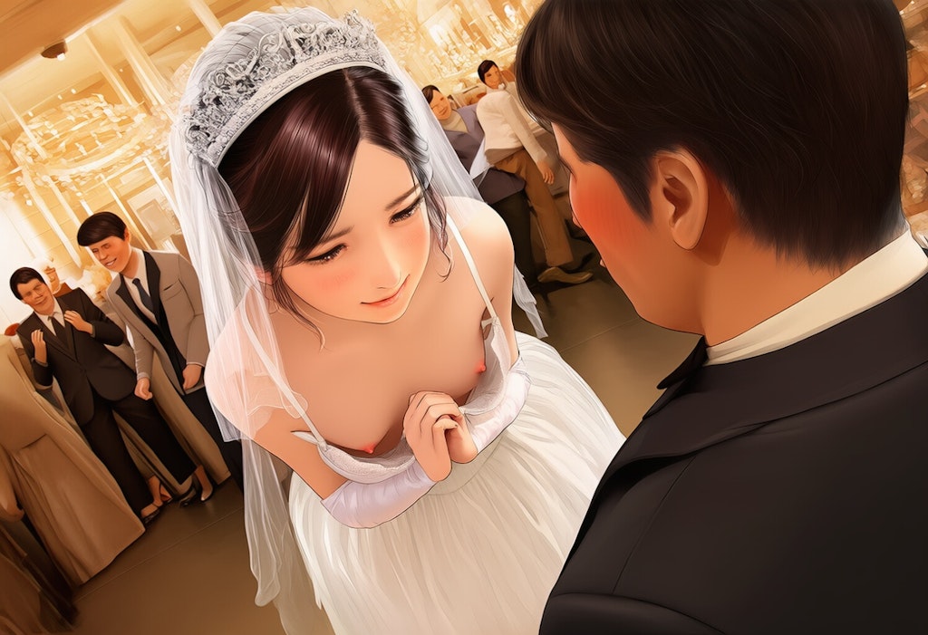 披露宴で胸チラを披露してしまう新婦
