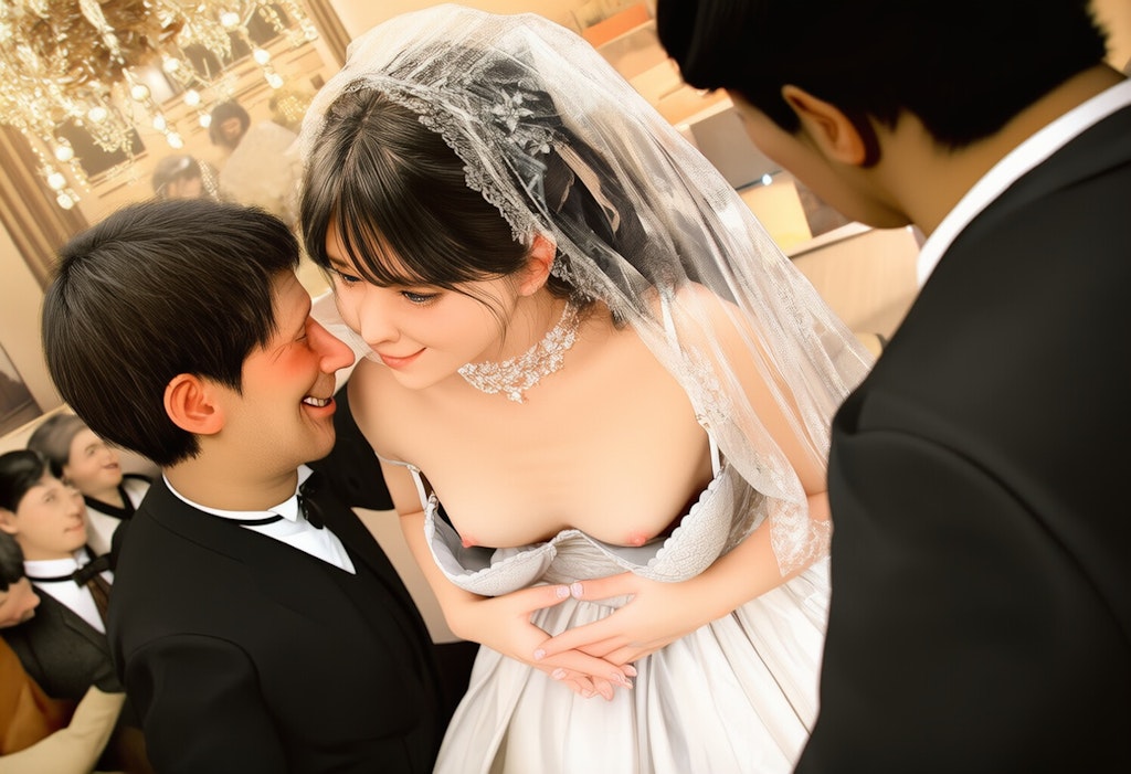 披露宴で胸チラを披露してしまう新婦