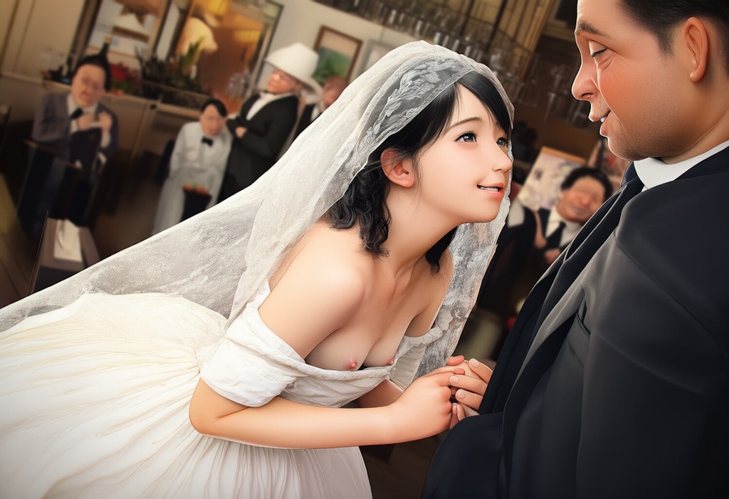 披露宴で胸チラを披露してしまう新婦