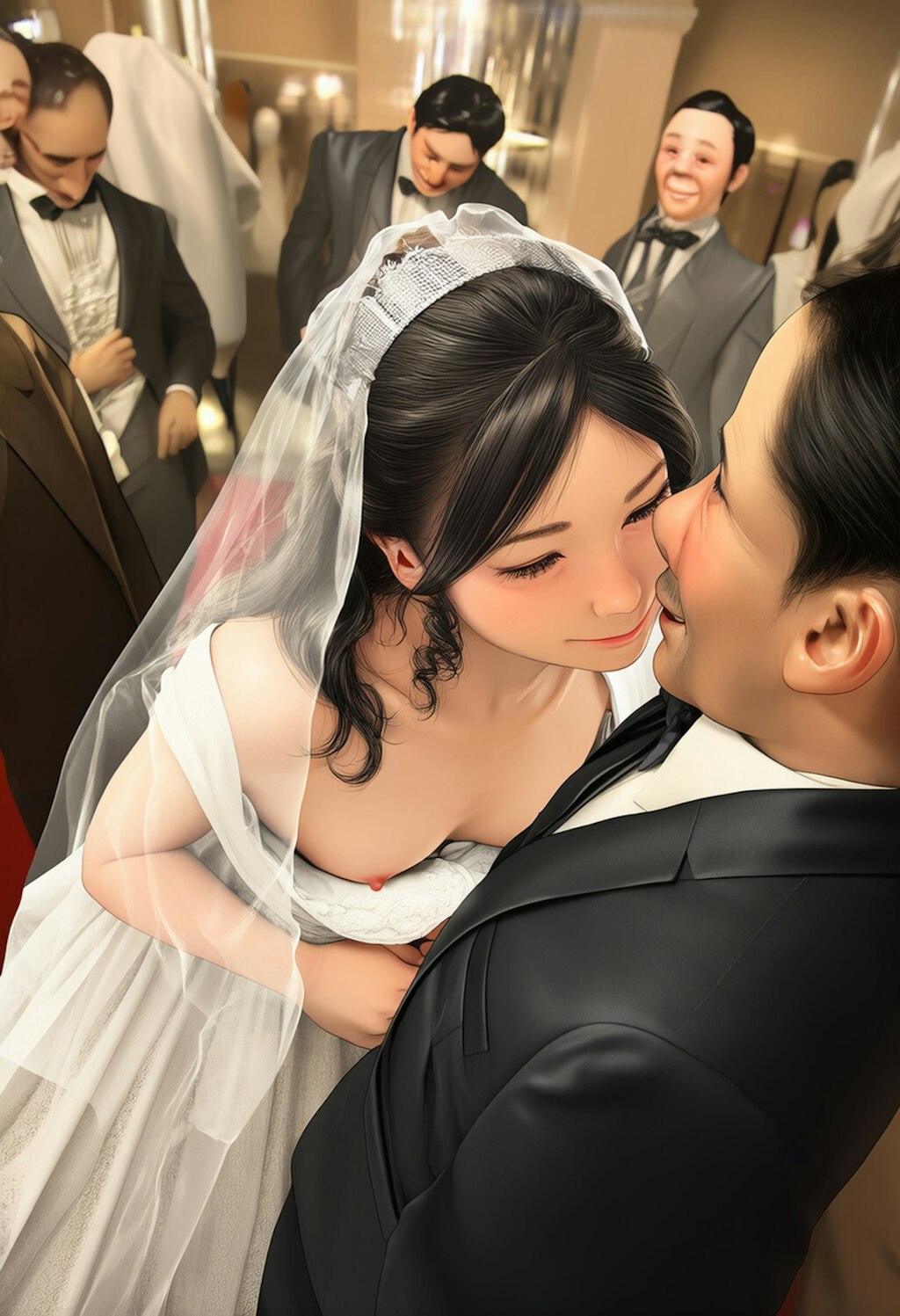 披露宴で胸チラを披露してしまう新婦