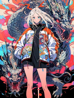 Dragon × oversized jacket