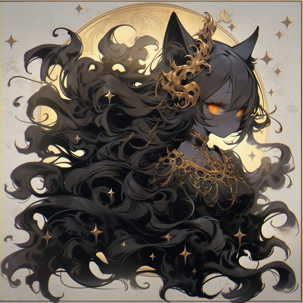油絵 専用 スクーターに乗る黒猫