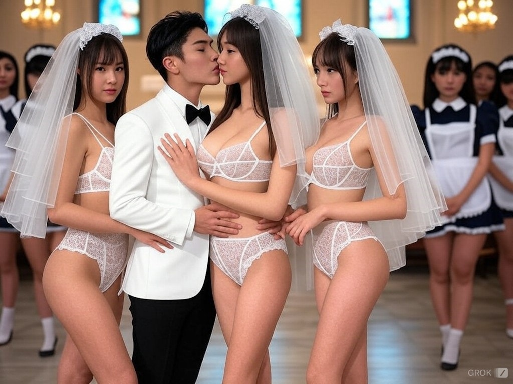 一夫多妻婚　キスシーン