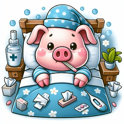 【謎画像】風邪をひいた豚